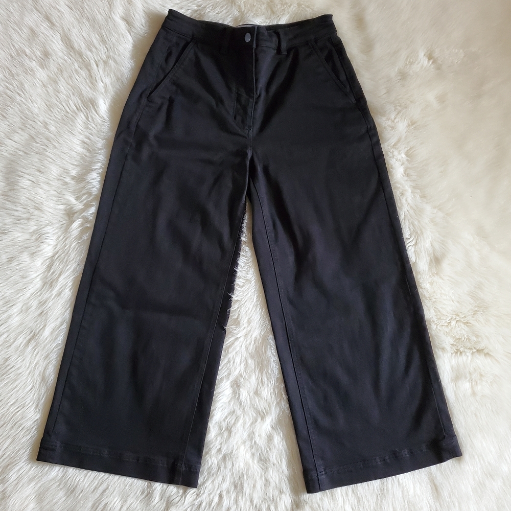 Everlane Wide Leg Crop Black Pants Size 6 Short Inseam - Picture 7 of 13